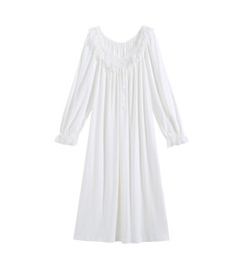 TCLN122100024 睡裙春秋季長袖長裙甜美法式宮廷公主蕾絲少女睡衣家居