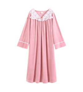 TCLN122100026 絨睡裙少女秋冬季長款長袖公主睡衣法式加絨甜美保暖家居服可外穿