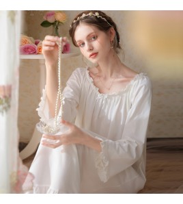 TCLN122100028 法式春秋長款睡衣少女長袖薄款寬松大碼家居服睡裙