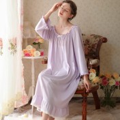 TCLN122100028 法式春秋長款睡衣少女長袖薄款寬松大碼家居服睡裙