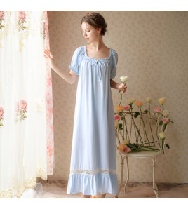 TCLN122100030 短袖睡裙新品棉女夏長裙寬松可愛宮廷甜美公主風廠家睡衣家居