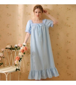 TCLN122100032 新款宮廷風睡裙少女夏長款性感復古法式公主短袖長款寬松睡衣