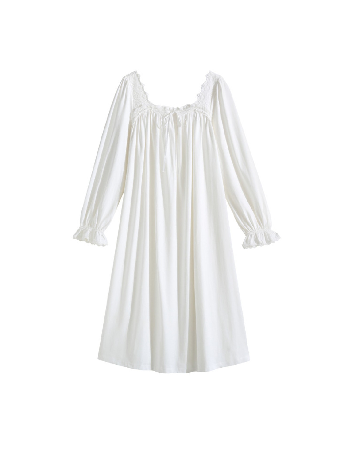 TCLN122100035 新品法式春秋季長袖仙女甜美蕾絲睡衣寬松薄款長裙家居服睡裙