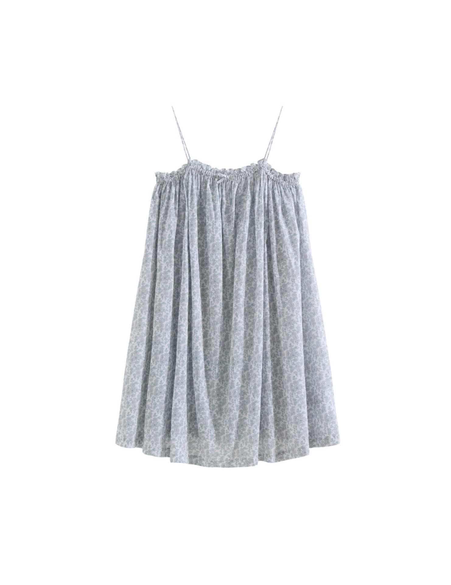 TCLN122100044 吊帶睡裙夏季新款薄款歐美印花度假風甜美居家棉短裙少女短款睡衣