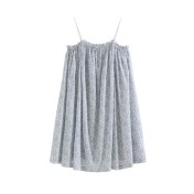 TCLN122100044 吊帶睡裙夏季新款薄款歐美印花度假風甜美居家棉短裙少女短款睡衣