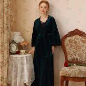 TCLN122100057 紅色晨袍女新娘結婚睡衣性感睡袍兩件套裝春秋冬季伴娘絨吊帶睡裙