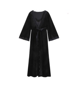 TCLN122100057 Red dressing gown female bride wedding pajamas sexy nightgown two-piece suit spring autumn winter bridesmaid velvet suspender nightgown
