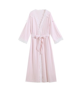 TCLN122100074 Nightgown for Girls Sweet Velvet Thick Warm French Palace Princess Pink Bathrobe Loose Autumn and Winter Pajamas