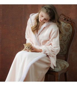 TCLN122100092 Long-sleeved nightgown for girls, new style French princess sweet flannel warm thickened velvet bathrobe pajamas