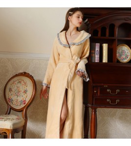 TCLN122100126 Nightgown for women autumn and winter plus velvet thickened long bathrobe French princess sweet girl home clothes extracurricular wear pajamas