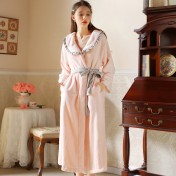 TCLN122100132 秋冬公主甜美長款加絨家居服少女浴袍加厚睡袍高級感法式復古晨袍