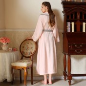 TCLN122100132 秋冬公主甜美長款加絨家居服少女浴袍加厚睡袍高級感法式復古晨袍