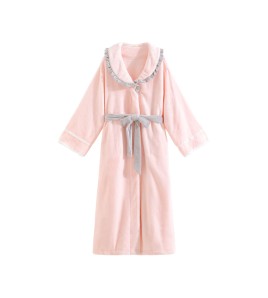 TCLN122100132 Autumn and winter princess sweet long velvet home wear girl bathrobe thickened nightgown high-end French retro dressing gown