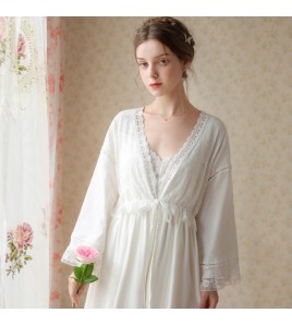TCLN122100134 Pajamas new palace style retro princess spring and autumn long-sleeved long skirt home wear sexy women's lace nightgown