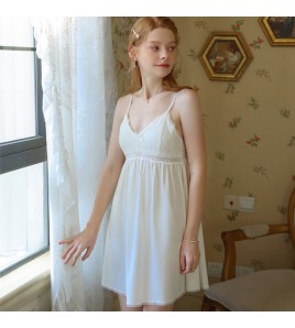 TCLN122100247 吊帶睡裙女夏性感純欲短裙內衣蕾絲睡衣宮廷風甜美公主帶胸墊