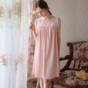 TCLN122100249 可愛純色睡裙少女夏季無袖薄款甜美寬松法式宮廷家居服公主睡衣