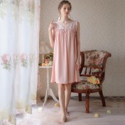 TCLN122100249 可愛純色睡裙少女夏季無袖薄款甜美寬松法式宮廷家居服公主睡衣