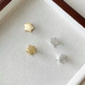 SATN122E100083 S925純銀韓版ins女拉絲立體五角星耳環氣質甜美耳釘輕奢星星耳扣