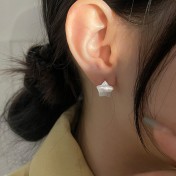 SATN122E100083 S925純銀韓版ins女拉絲立體五角星耳環氣質甜美耳釘輕奢星星耳扣