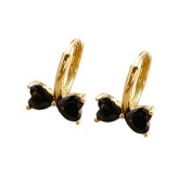 SATN122E100105 S925純銀韓版簡約蝴蝶結愛心鋯石耳環女氣質百搭輕奢耳扣小眾耳飾