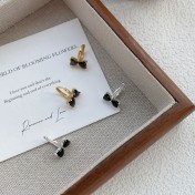 SATN122E100105 S925純銀韓版簡約蝴蝶結愛心鋯石耳環女氣質百搭輕奢耳扣小眾耳飾