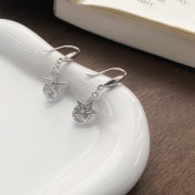 SATN122E100129 S925純銀超閃星星耳釘女氣質韓版五角星耳環輕奢耳墜高級感耳飾