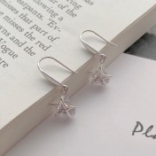 SATN122E100129 S925純銀超閃星星耳釘女氣質韓版五角星耳環輕奢耳墜高級感耳飾