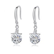 SATN122E100129 S925純銀超閃星星耳釘女氣質韓版五角星耳環輕奢耳墜高級感耳飾