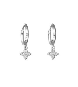 SATN122E100130 S925純銀甜美花卉耳環女簡約韓版小巧鑲鉆四葉花耳扣高級感耳飾品