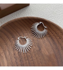 SATN122E100140 S925純銀小眾獨特高級感太陽花耳環女輕奢冷淡風耳釘個性時髦耳飾