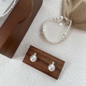 925純銀氣質輕奢珍珠飾品小眾設計時髦戒指耳釘項鏈手鏈組合套裝