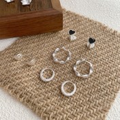 S925純銀韓國氣質耳環女生精致小眾耳扣通勤百搭組合系列耳釘耳飾