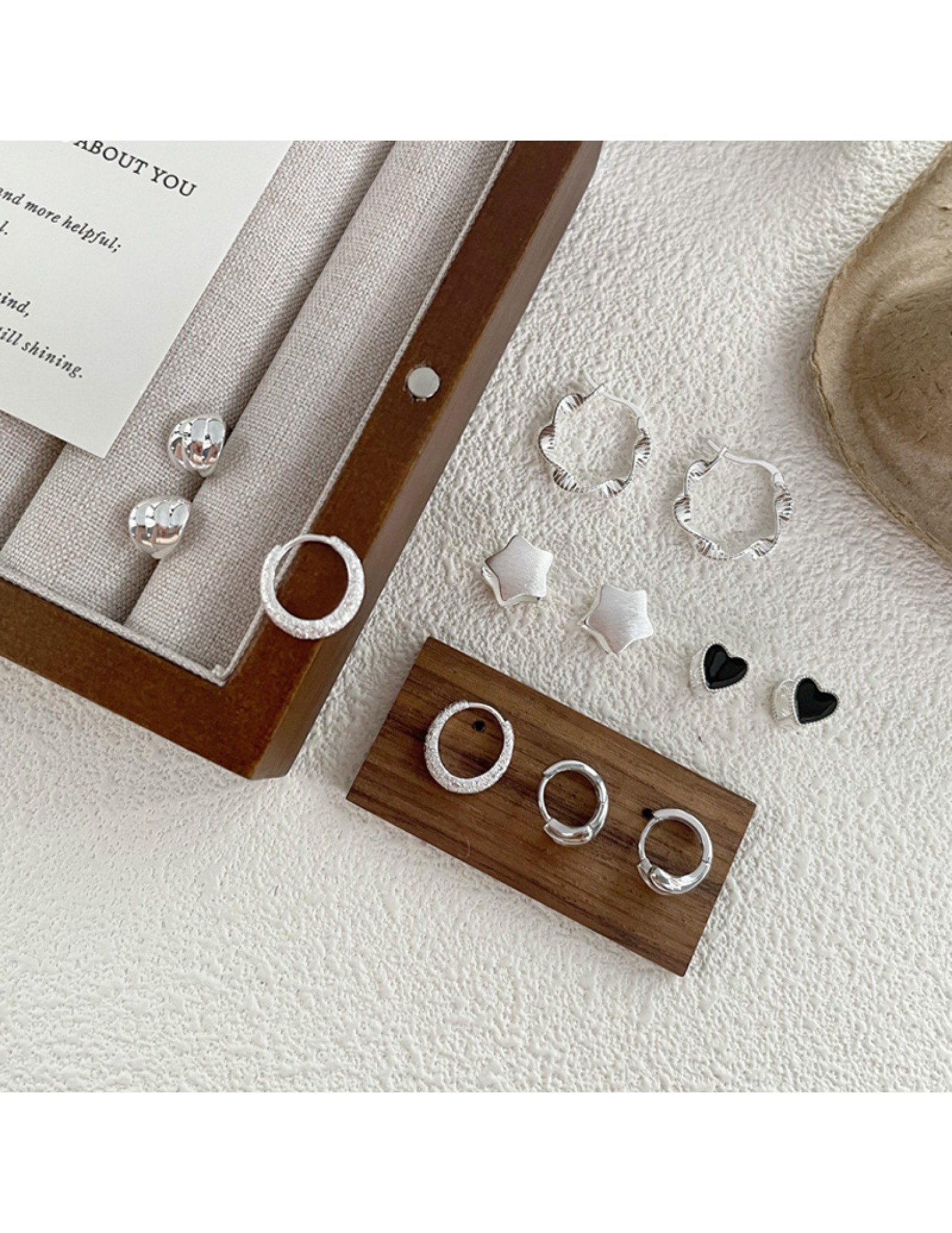 S925純銀韓國氣質耳環女生精致小眾耳扣通勤百搭組合系列耳釘耳飾