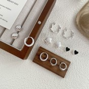 S925純銀韓國氣質耳環女生精致小眾耳扣通勤百搭組合系列耳釘耳飾