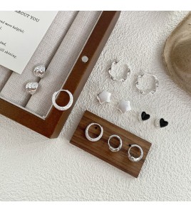 S925純銀韓國氣質耳環女生精致小眾耳扣通勤百搭組合系列耳釘耳飾