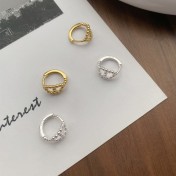 S925純銀鏤空幾何豬鼻子耳環女小眾設計氣質耳環韓版簡約耳扣耳飾