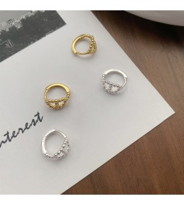 S925純銀鏤空幾何豬鼻子耳環女小眾設計氣質耳環韓版簡約耳扣耳飾