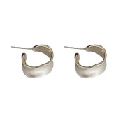 S925純銀重工不規則寬面弧形耳釘女生簡約輕奢耳環小眾日韓潮耳飾