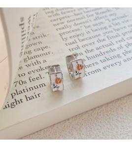 SATN122E100155 S925純銀郁金香花朵耳環女氣質溫柔明星同款耳釘小眾高級感耳扣