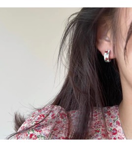 SATN122E100155 S925純銀郁金香花朵耳環女氣質溫柔明星同款耳釘小眾高級感耳扣