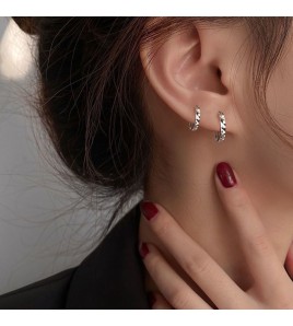 SATN122E100311 S925純銀波光粼粼車花耳扣女簡約小眾設計耳圈氣質輕奢耳環潮耳飾
