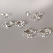 SATN122E100311 S925純銀波光粼粼車花耳扣女簡約小眾設計耳圈氣質輕奢耳環潮耳飾