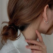 SATN122E100311 S925純銀波光粼粼車花耳扣女簡約小眾設計耳圈氣質輕奢耳環潮耳飾