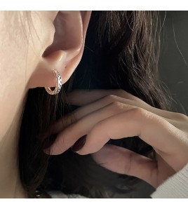 SATN122E100311 S925純銀波光粼粼車花耳扣女簡約小眾設計耳圈氣質輕奢耳環潮耳飾