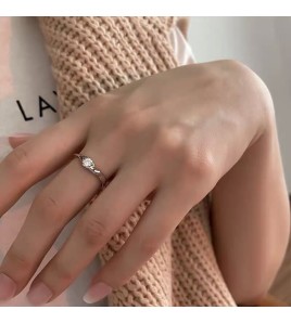 SATN122E100194 S925純銀簡約線條亮鉆不規則異形戒指女冷淡風小眾個性開口指環