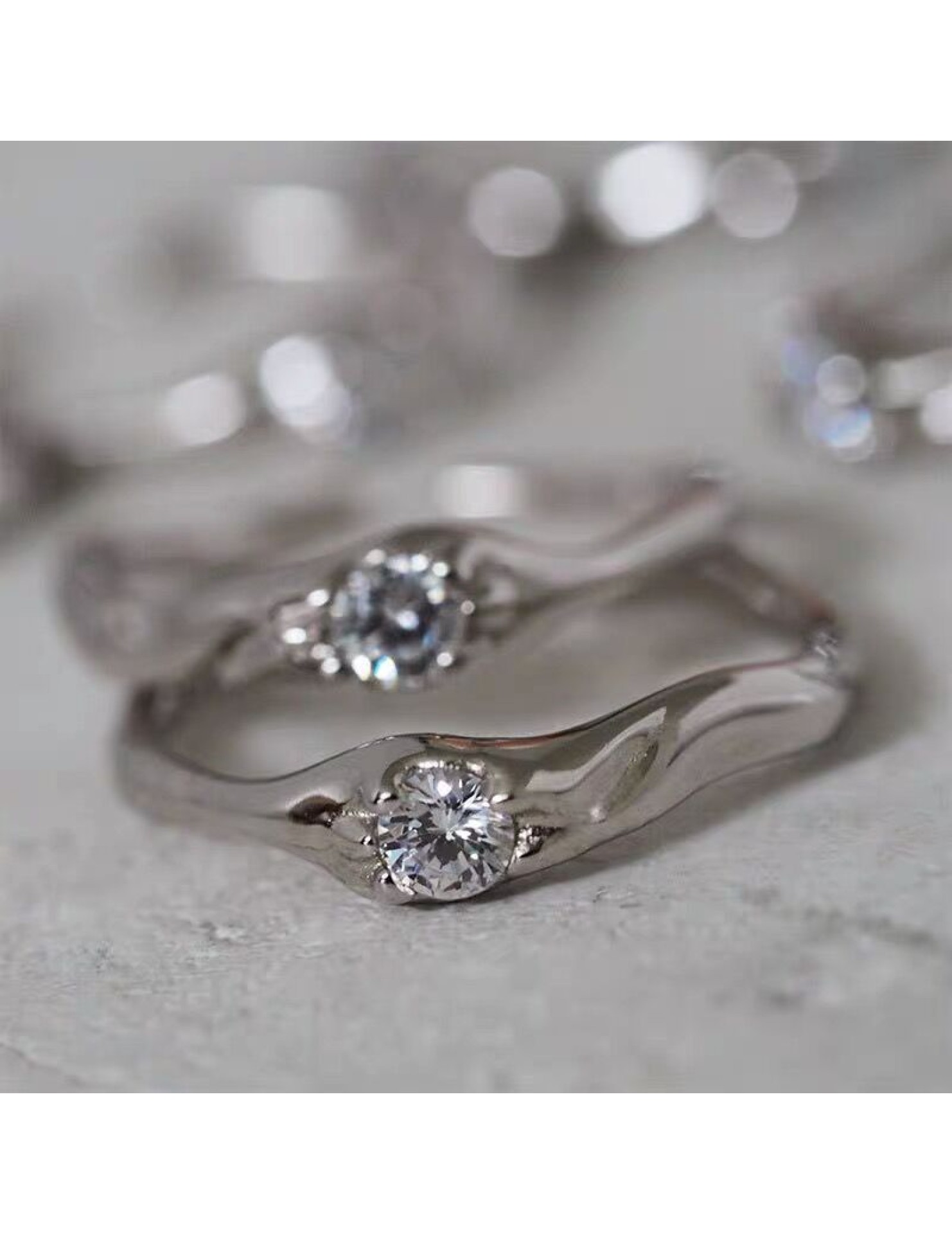 SATN122E100194 S925純銀簡約線條亮鉆不規則異形戒指女冷淡風小眾個性開口指環