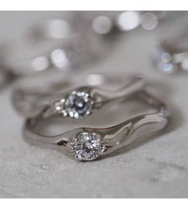 SATN122E100194 S925純銀簡約線條亮鉆不規則異形戒指女冷淡風小眾個性開口指環