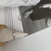 SATN122E100194 S925純銀簡約線條亮鉆不規則異形戒指女冷淡風小眾個性開口指環