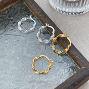 SATN122E100249 S925純銀個性小眾設計波浪扭紋耳環女氣質時尚簡約耳圈秋冬耳飾品