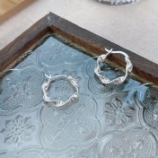 SATN122E100249 S925純銀個性小眾設計波浪扭紋耳環女氣質時尚簡約耳圈秋冬耳飾品